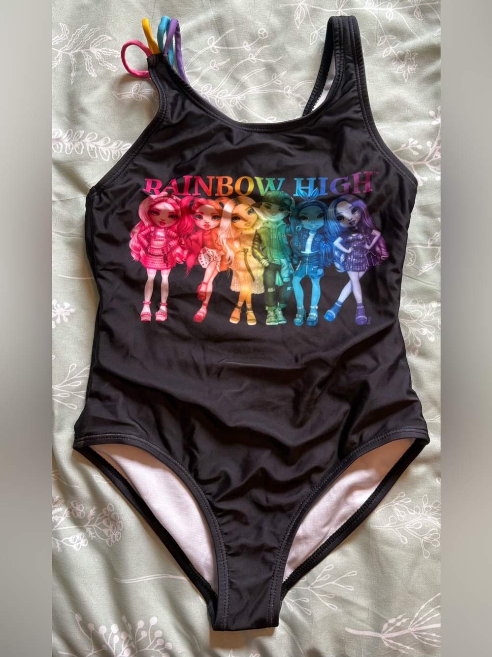 Rainbow High Black Girls' One-Piece Swimsuit with Rainbow Doll Graphic